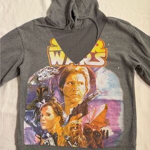 Star Wars Women Charcoal Vintage Hoodie with Han Solo Princess Leia Chewbacca